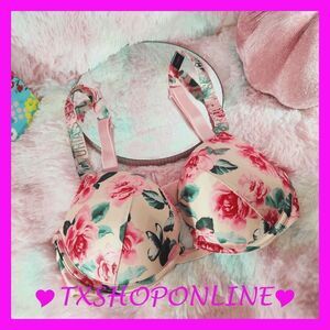 32 C Victoria's Secret floral push up bling straps bra NWT